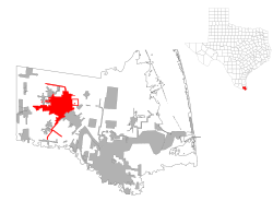 Location in Cameron County and the state of Texas