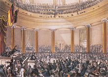 Session of the national assembly in June 1848, contemporary painting by Ludwig von Elliott