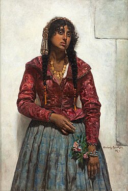 Romani woman in traditional dress by Konstanty Mańkowsk, 1887