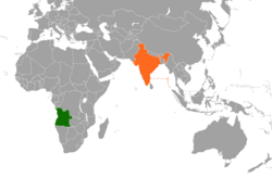 Map indicating locations of Angola and India