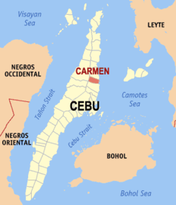 Mapa ning Cebu ampong Carmen ilage