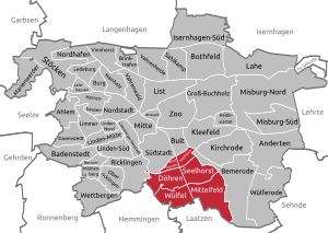 Lagekarte des Stadtbezirks Döhren-Wülfel in Hannover