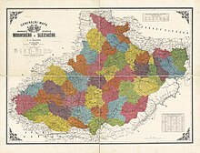 Administrative map of Moravia and Silesia, 1906