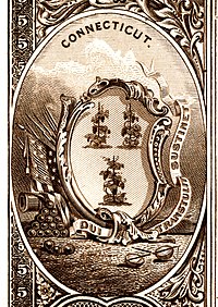Connecticut state coat of arms from the reverse of the National Bank Note Series 1882BB