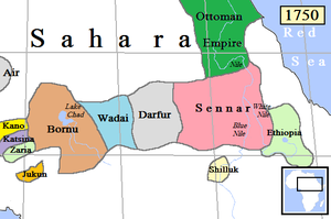 Дарфурский султанат среди соседних государств