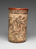 Maya codex-style vase with a mythological scene; 7th–8th century; ceramic; height: 19 cm, diameter: 11.2 cm; Metropolitan Museum of Art