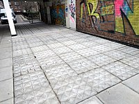 Floor spikes in Shoreditch, London, U.K, designed to prevent people from sleeping on the ground.