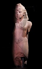 Colossal statue of Tutankhamun, c.1355-1315 BC, painted quartzite, Grand Egyptian Museum, Giza, Egypt