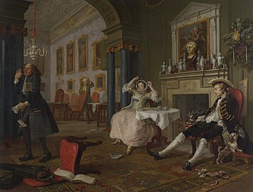 Marriage à-la-mode: 2. The Tête à Tête by William Hogarth, in the National Gallery