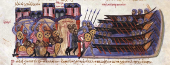 Die Plünderung Thessalonikis (aus der Madrider Bilderhandschrift des Skylitzes)