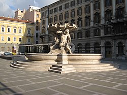 Piazza Vittorio Veneto in Trieste, housing the provincial seat in the palace at left