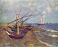 《在圣马迪拉莫海边的渔船》（Fishing Boats on the Beach at Saintes-Maries-de-la-Mer），1888年，收藏于梵高博物馆