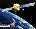 जीपीएस खंड-२ उपग्रह का कक्षा में चित्रकार द्वारा चित्रण