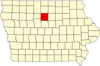 Map of Iowa highlighting Wright County