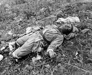 A Chinese soldier, killed by Marines of the 1st Marine Division in Korea