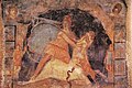 Митра убивает быка. Слева Кавт, справа Кавтопат. Фреска из митреума в Марино (Лациум), ок. 200 г. н.э.