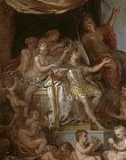 Le roi gouverne par lui-même, the modello for the central panel of the ceiling of the Hall of Mirrors c. 1680 by Charles Le Brun, (1619–1690).