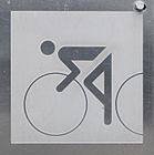 A stick figure sign for cycling, by Otl Aicher, at the 1972 Munich Olympics.