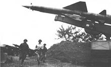 North Vietnamese SAM-2 missile pepare to fire at American aircraft