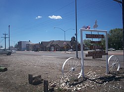 Welcome sign along North State Street (U.S. Route 91 in Firth, June 2008