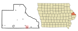 Location of Preston, Iowa
