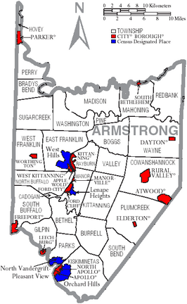Kaart van Armstrong County