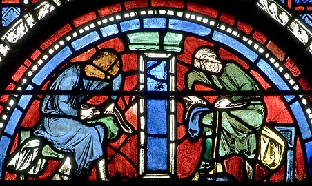 Shoemakers, among the patrons of the Good Samaritan window of Chartres Cathedral
