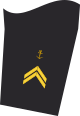 Dienstgradabzeichen eines Oberbootsmannes (70-er Verwendungsreihe) auf dem Unterärmel der Jacke des Dienstanzuges für Marineuniformträger