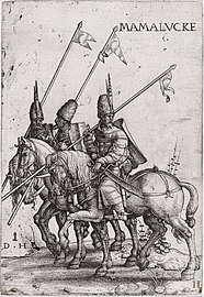 Mamluk lancers, early 16th century (etching by Daniel Hopfer)