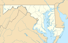 Mapa konturowa stanu Maryland, blisko centrum na prawo u góry znajduje się punkt z opisem „Lansdowne”