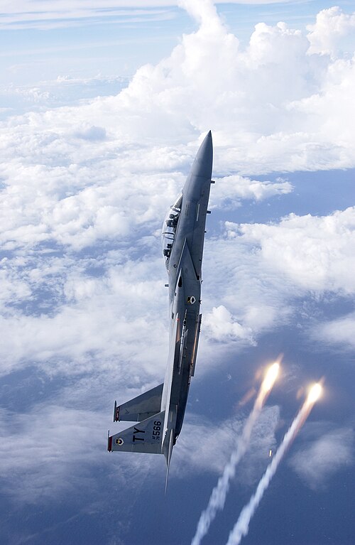 F-15 Eagle in a near vertical climb