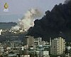 Dim nakon zračnog napada na Gazu. Fotografija Al-Jazeere snimljena je tijekom 14. dana rata