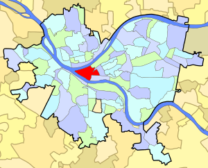 Location of Downtown Pittsburgh in Pittsburgh