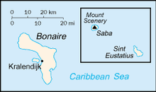 Mapa que mostra Bonaire, Sint Eustatius e Saba