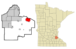 Location of the city of Hastings within Dakota County in the state of Minnesota