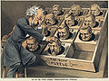 Image 41"The Great Presidential Puzzle": This chromolithograph cartoon about the 1880 Republican National Convention in Chicago shows Roscoe Conkling, leader of the Stalwarts of the Republican Party, playing a puzzle game. All blocks in the puzzle are the heads of the potential Republican presidential candidates. The cartoon parodies the famous 15 puzzle. Image credit: Mayer, Merkel, & Ottmann (lithographers); James Albert Wales (artist); Jujutacular (digital retouching) (from Portal:Illinois/Selected picture)