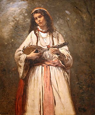 Romani Girl with Mandolin by Jean-Baptiste-Camille Corot