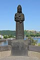 Die Steinfigur des Kurfürsten Balduin von Luxemburg auf der Balduinbrücke
