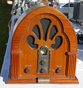 Bush brand reproduction of the Philco model 90 "cathedral radio" of 1931, a design icon of early radio, and the most recognised cathedral design sets
