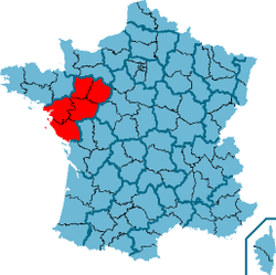 Ligging van Pays de la Loire in Frankrijk