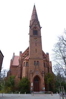 St. Matthew's Church [de] in Steglitz is owned and used by a congregation within the Evangelical Church of Berlin-Brandenburg-Silesian Upper Lusatia, a united church body of Calvinist, Lutheran and united congregations.