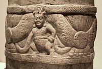 Scroll supported by Indian Yaksha, Amaravati, 2nd–3rd century CE