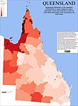 Geographical distribution of the Queensland population self-identified as having Indigenous status (Aboriginal, Torres Strait Islanders or both) by Local Government Areas (LGA), according to the 2016 census