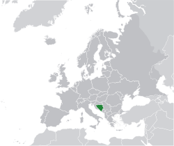 Location of  Bosnia and Herzegovina  (green) on the European continent  (dark grey)