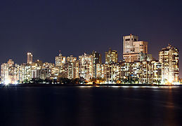 Night-time skyline of Downtown Mumbai at Nariman Point