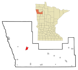 Location of Crookston within Polk County and state of Minnesota