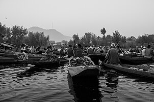 Floating vegetable market on Dal Lake, the only of its kind in India