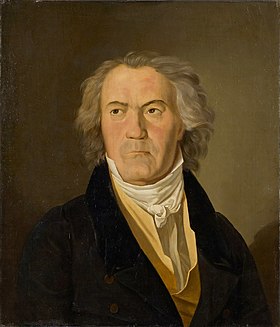 Beethoven en 1823, à l’époque de la composition des Variations Diabelli et de la Neuvième symphonie. Muré dans sa surdité devenue totale, il ne communique plus avec son entourage que par l’intermédiaire de cahiers de conversation. Portrait de F.G. Waldmüller (1823).
