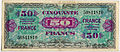 Billet de 50 anciens francs français type 1944 américain avec drapeau au verso (recto)