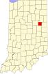 State map highlighting Blackford County